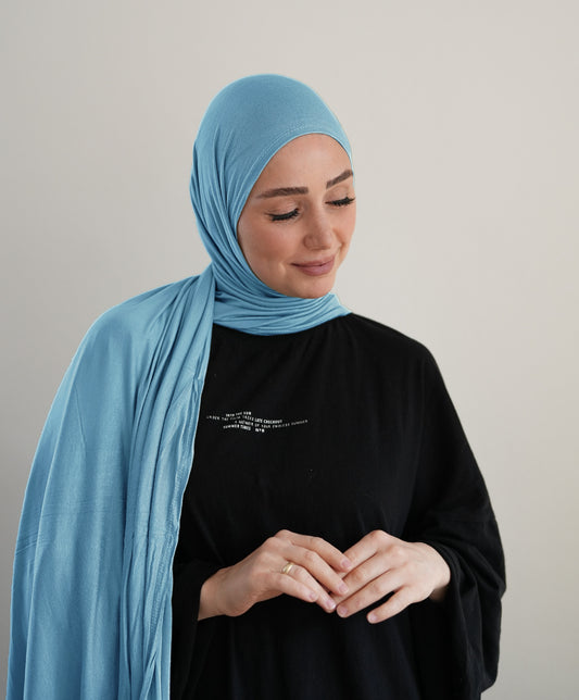 FERTIGHIJAB Cotton Jersey - Babyblau