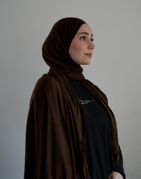 FERTIGHIJAB Cotton Jersey - Dunkelbraun