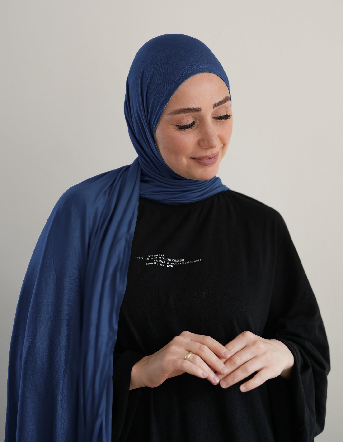 FERTIGHIJAB Cotton Jersey - Mittelblau
