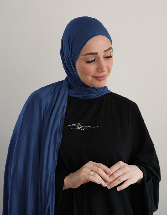 FERTIGHIJAB Cotton Jersey - Mittelblau