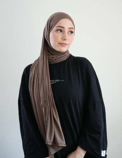 FERTIGHIJAB Cotton Jersey - Mittelbraun