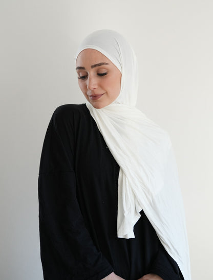 FERTIGHIJAB Cotton Jersey - Perlweiß